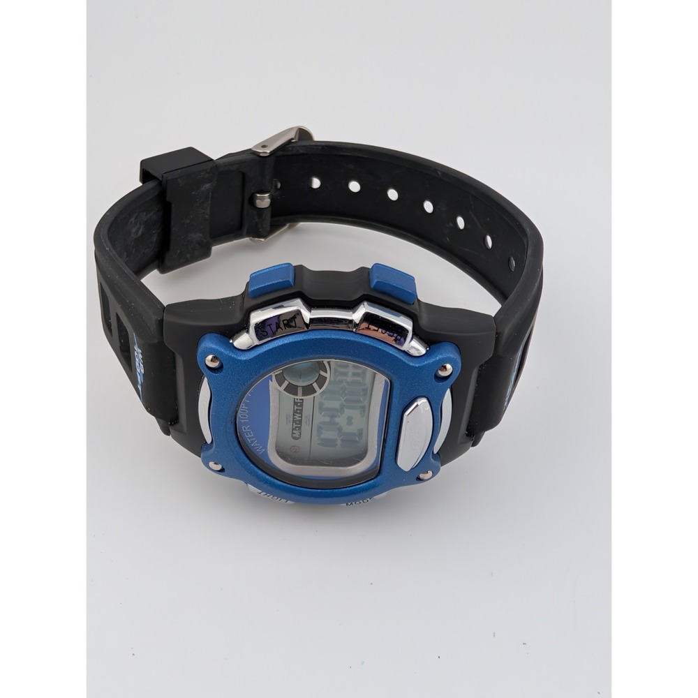 Time & Tru Digital Watch Women 32mm Case Blue Bezel‎ Black Band- New Battery - Picture 2 of 6